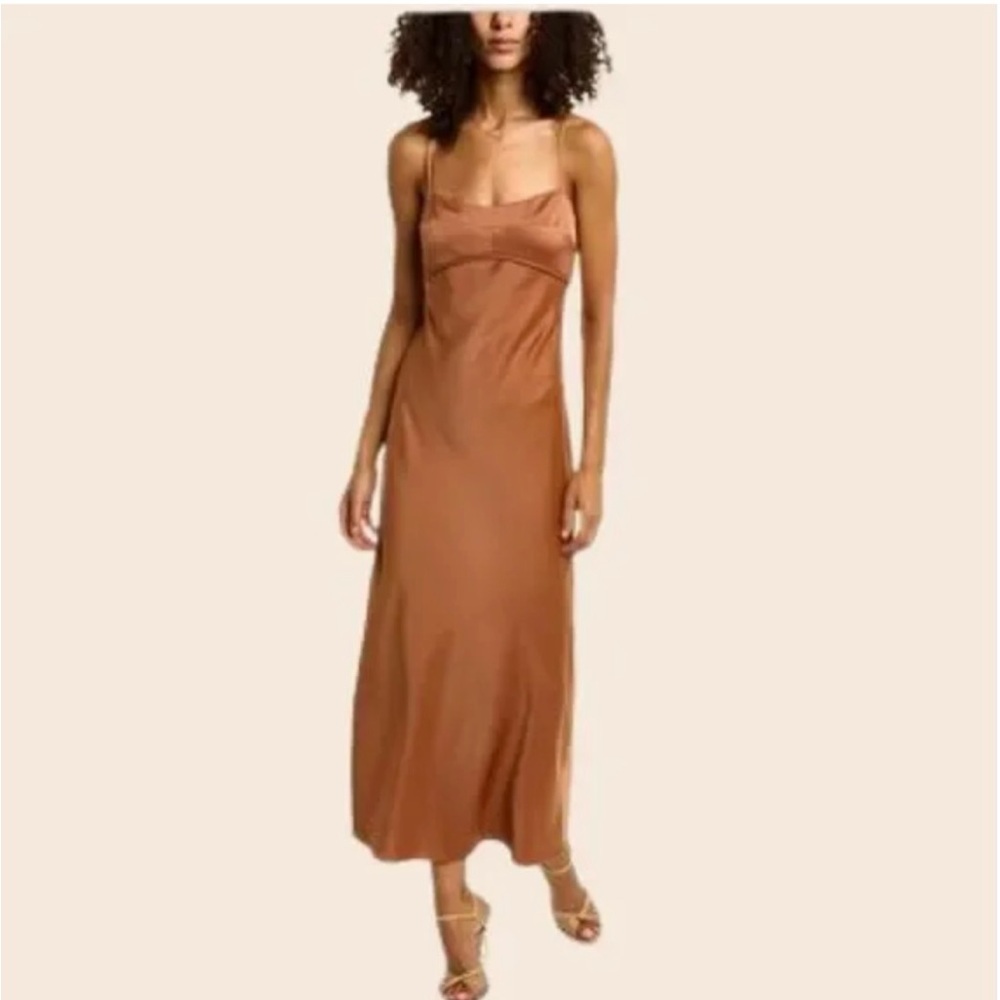 Wayf Copper Spaghetti Strap Slip Maxi Dress